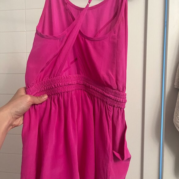Aritzia Fuchsia Silk Romper - Picture 3 of 5